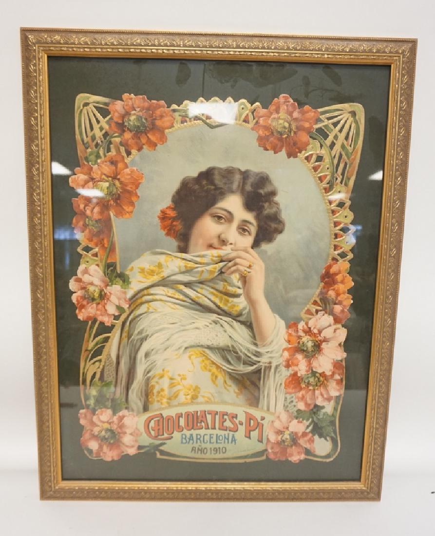 FRAMED VICTORIAN ADVERTISEMENT. CHOCOLATES-PI, (1 of 2)