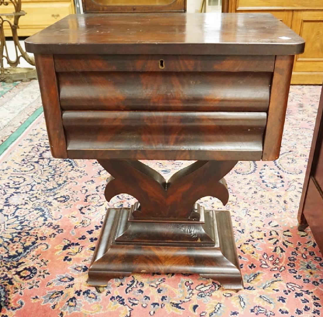 EMPIRE MAHOGANY TWO DRAWER STAND. 23 IN X 15 3/4 IN, 30 (1 of 2)