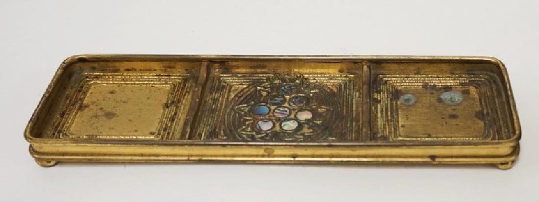 TIFFANY STUDIOS BRONZE DESK TRAY WITH ABALONE INLAY, (1 of 1)