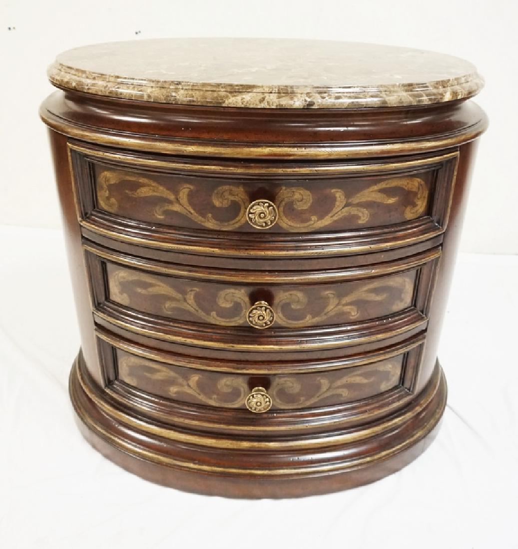 TRUMP PAINT DECORATED OVALM 3 DRAWER STAND WITH BROWN (1 of 3)