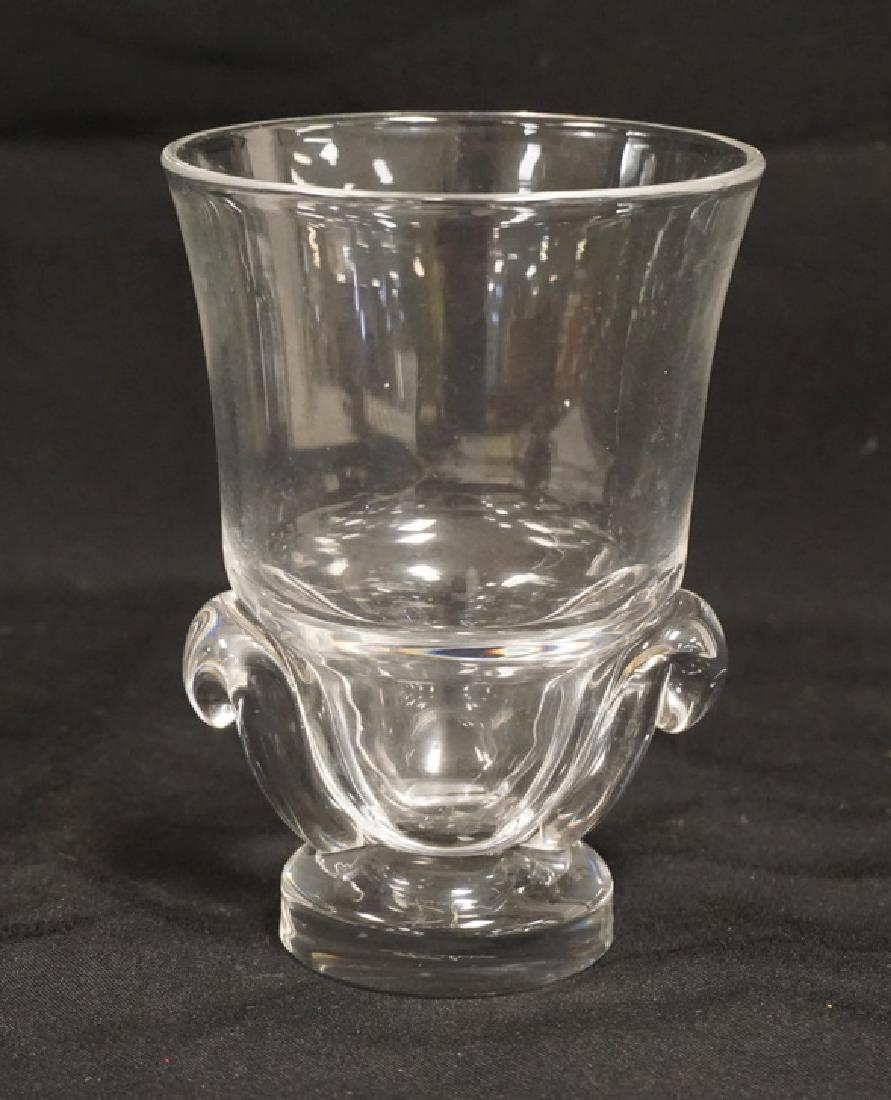 STEUBEN CRYSTAL VASE W/ APPLIED DECORATION. 5 7/8 IN H (1 of 1)