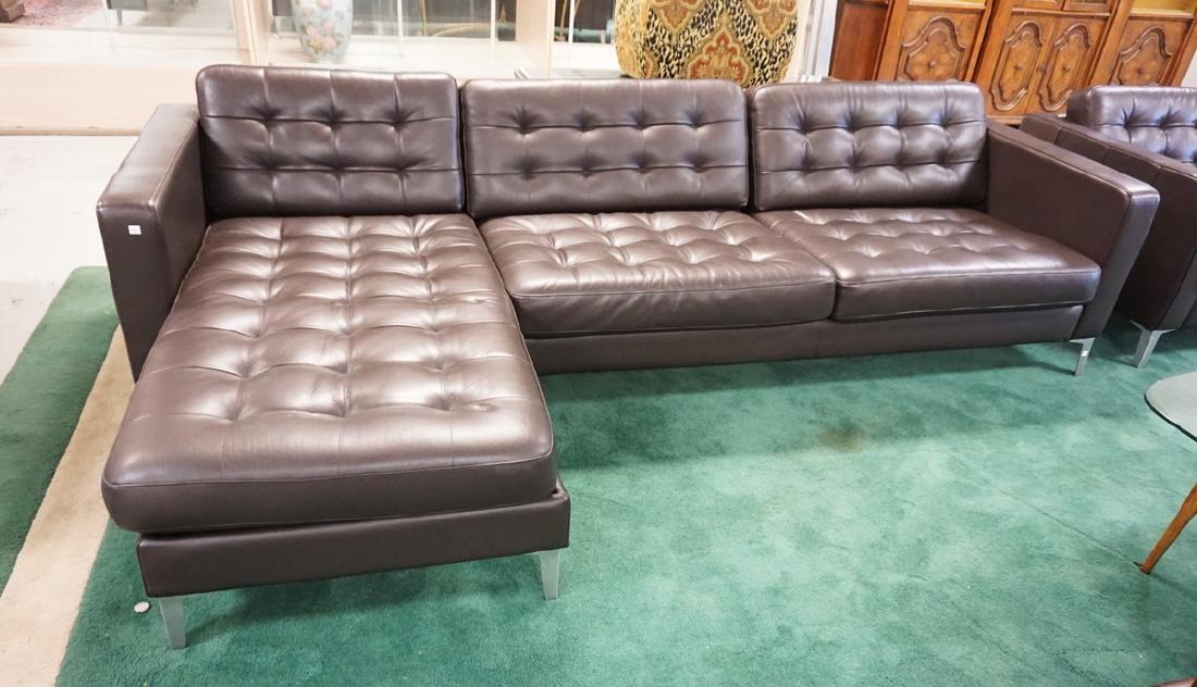 MODERN LEATHER *L* SHAPE SOFA. (1 of 1)