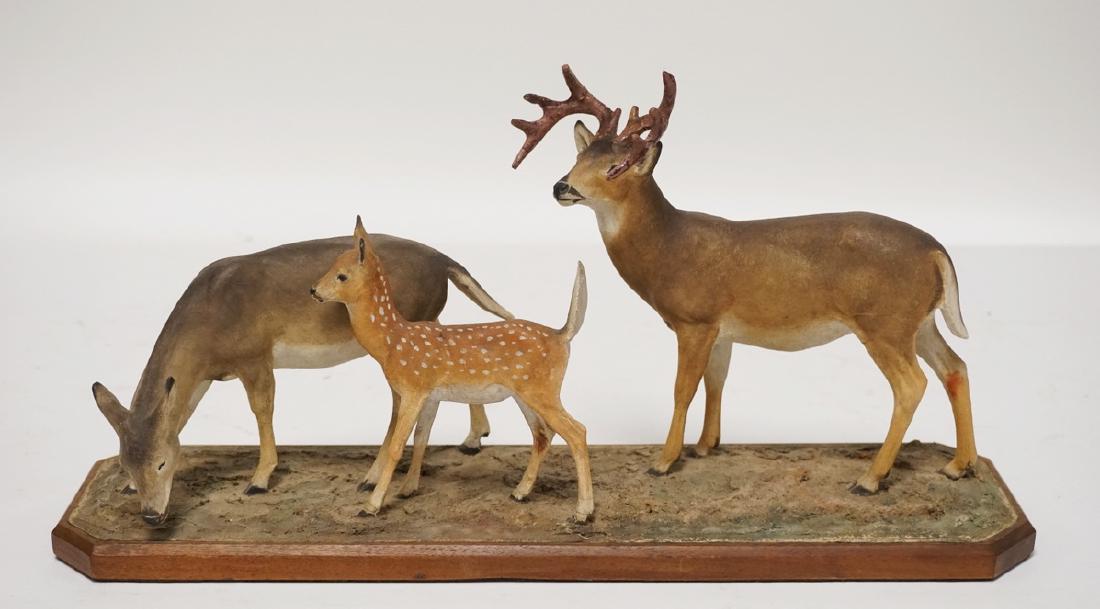 LOUIS PAUL JONAS STUDIOS SCULPTURE OF 3 DEER. A BUCK, (1 of 2)