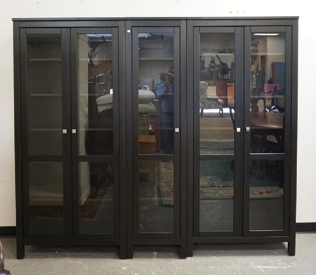 3 EBONIZED CABINETS WITH GLASS DOOR FRONTS, 2 HAVE 2 (1 of 2)