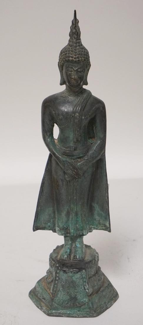 ASIAN BRONZE FIGURE STANDING 9 1/2 INCHES HIGH. (1 of 2)