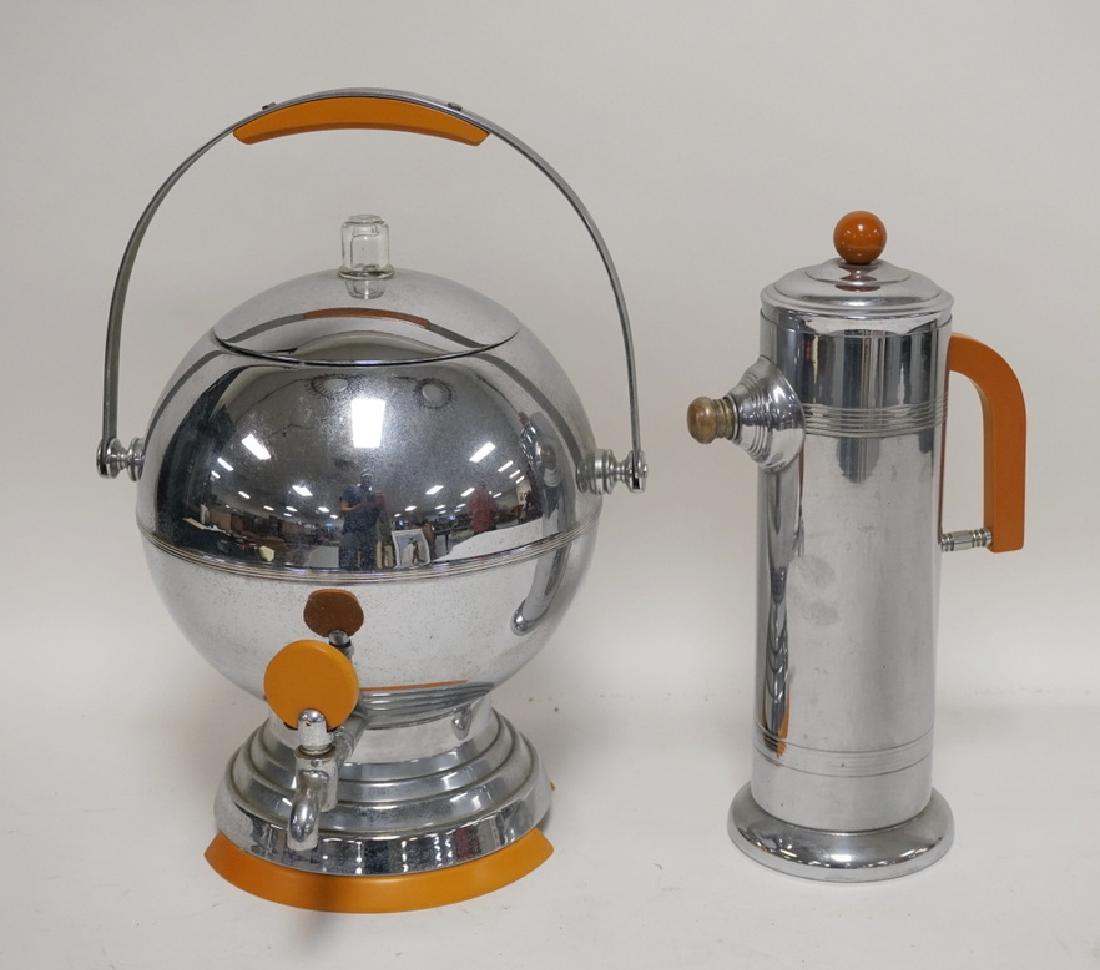 2 VINTAGE CHROME SERVING PIECES WITH CATALIN HANDLES. A (1 of 1)