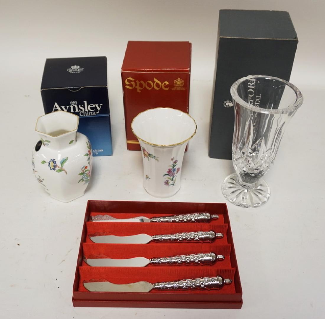 4 PIECE LOT INCLUDING A WATERFORD VASE, AYNSLEY VASE, (1 of 2)