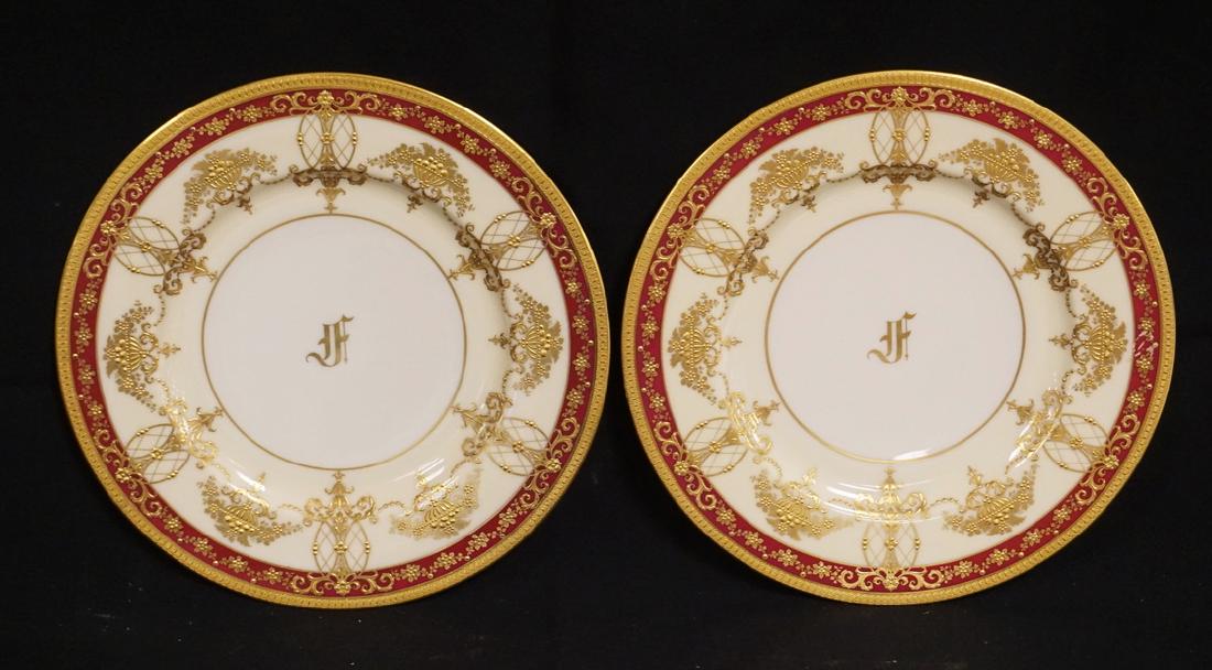 LOT OF 2 LENOX SERVICE PLATES DECORATED IN GOLD ENAMEL. (1 of 4)