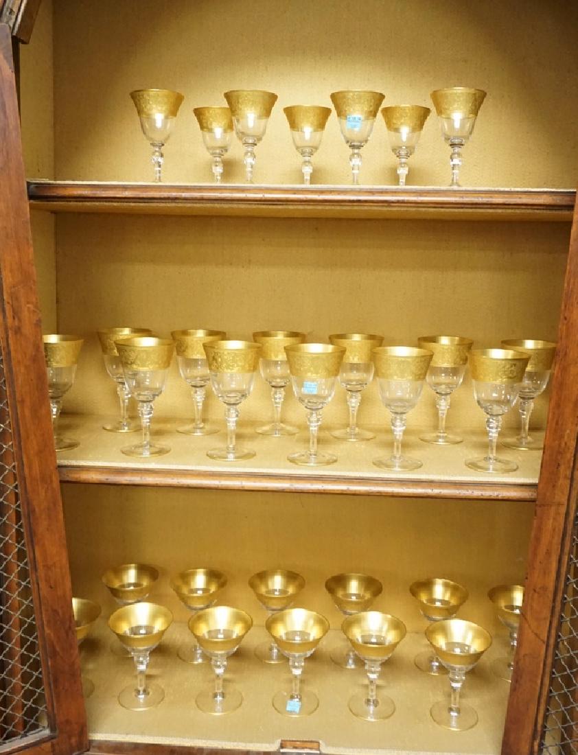 31 PC STEMWARE WITH WIDE ELABORATE GOLD ETCHED RIMS. 3 (1 of 2)