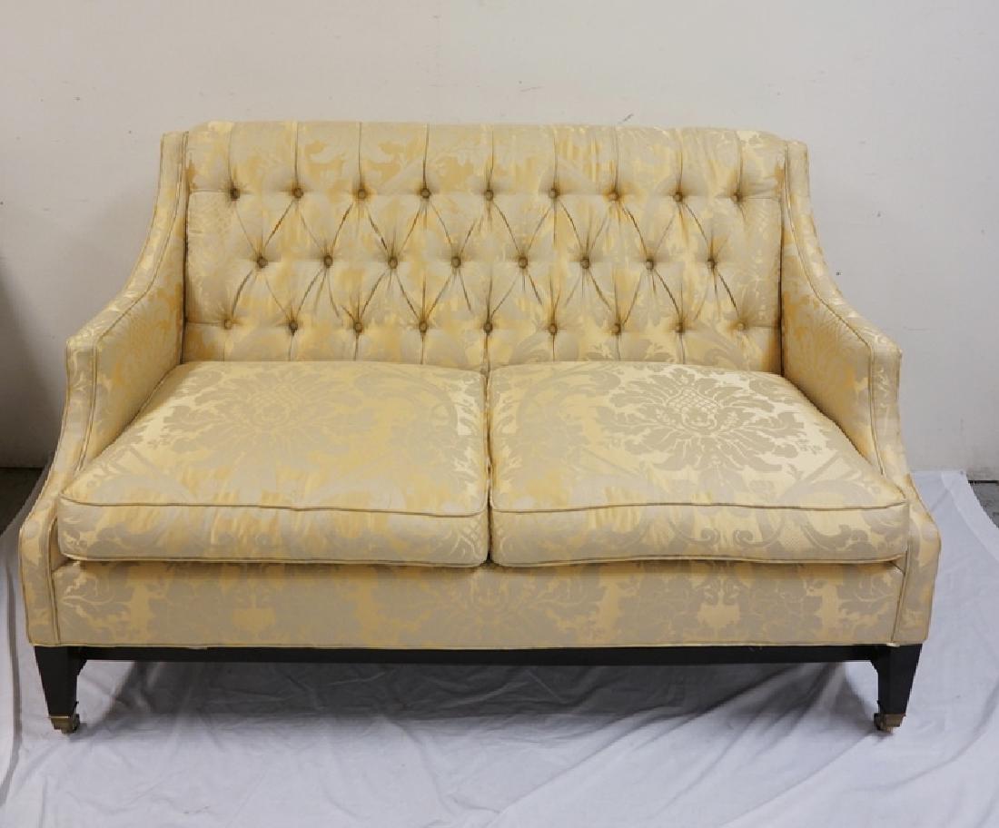 LILLIAN AUGUST COLLECTION LOVESEAT WITH YELLOW BROCADE (1 of 3)