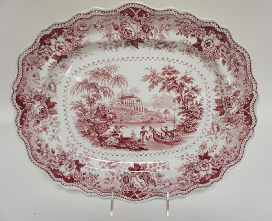 EARLY RED TRANSFER PLATTER *ITALIAN VILLAS* BY J H & (1 of 2)
