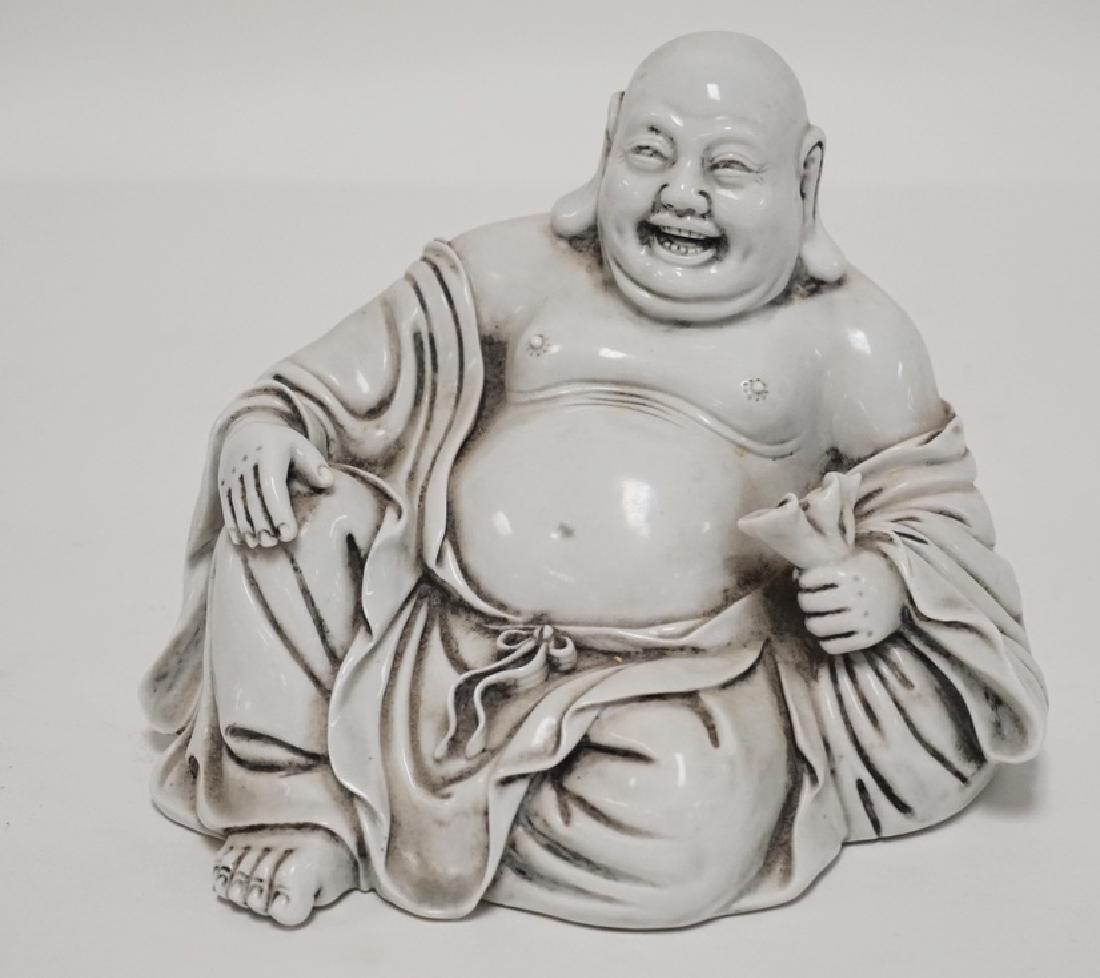 ASIAN PORCELAIN SMILING BUDDHA. 5 IN H (1 of 3)