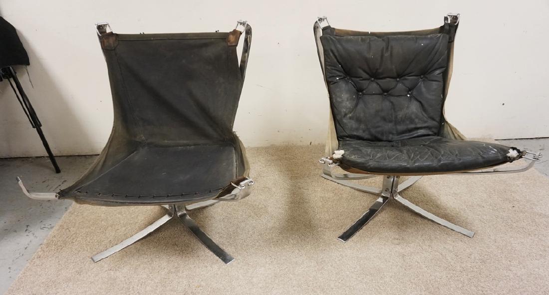 PAIR OF MID CENTURY MODERN CHROME & LEATHER NORWEGIAN (1 of 5)