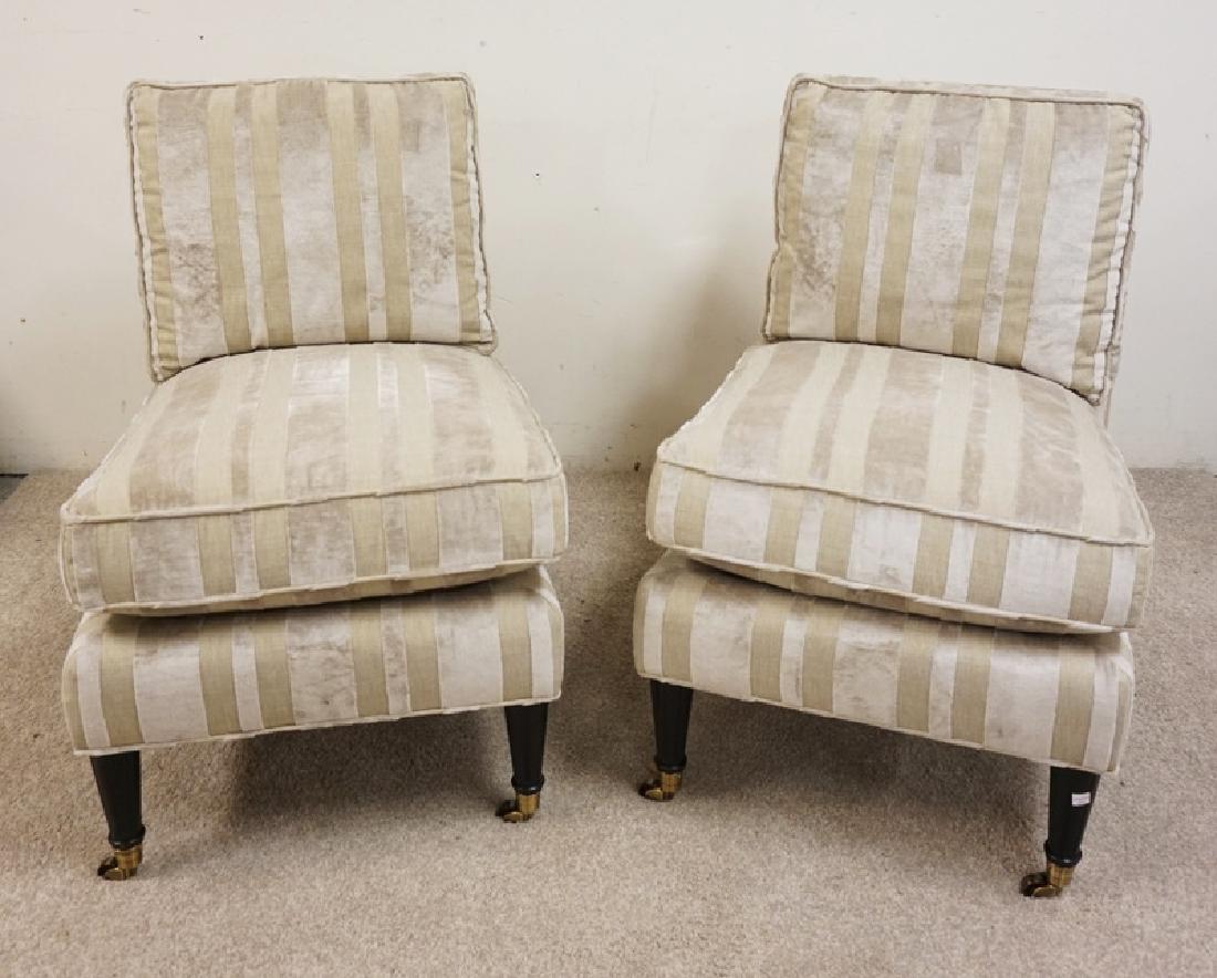 PAIR OF CALICO CORNERS CUSTOM SLIPPER CHAIRS. 33 INCHES (1 of 3)