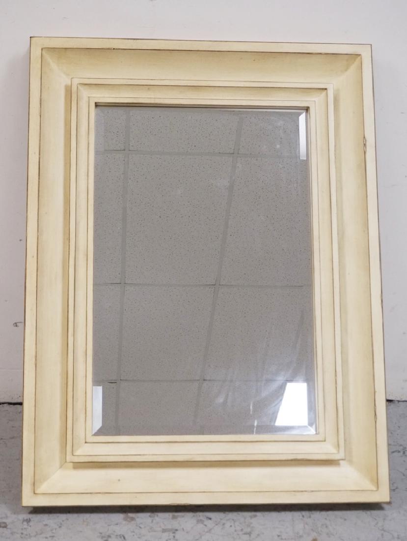 LARGE CONTEMPORARY MIRROR IN A DISTRESSED WHITE FINISH. (1 of 1)