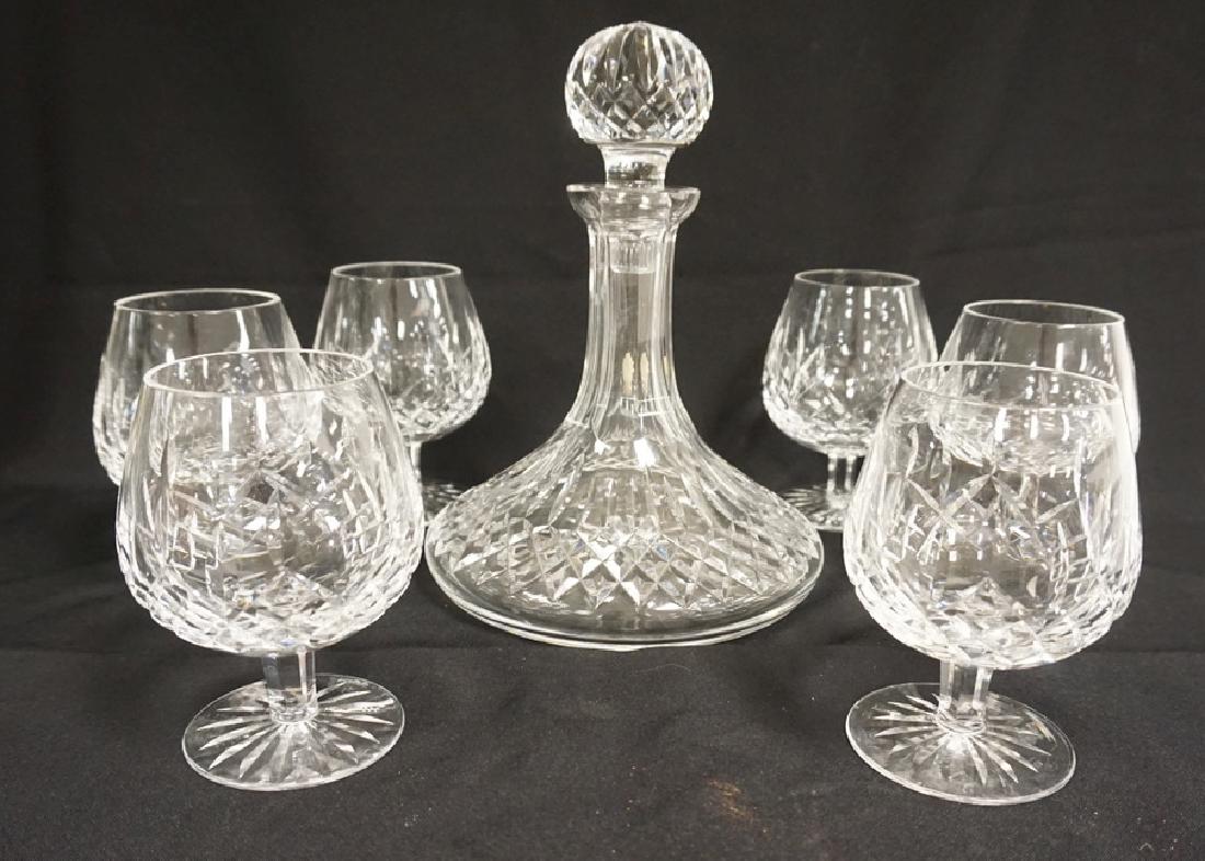 WATERFORD LISMORE CAPTAINS DECANTER WITH SIX 5 1/4 IN (1 of 2)