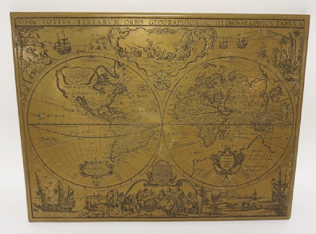 DECORATIVE WALL ART IN THE FORM OF A MAP PRINTING: DECORATIVE WALL ART IN THE FORM OF A MAP PRINTING PLATE. 16 X 12 INCHES.