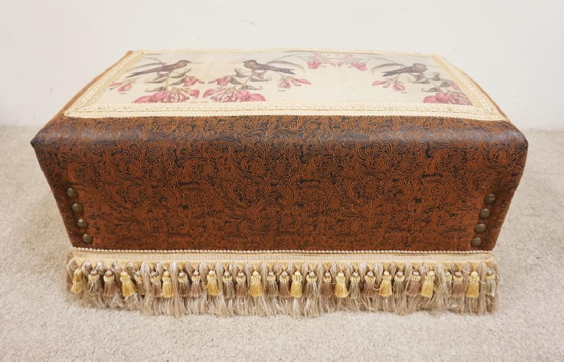 TOOLED LEATHER OTTOMAN WITH A HUMMINGBIRD DECORATED (1 of 4)