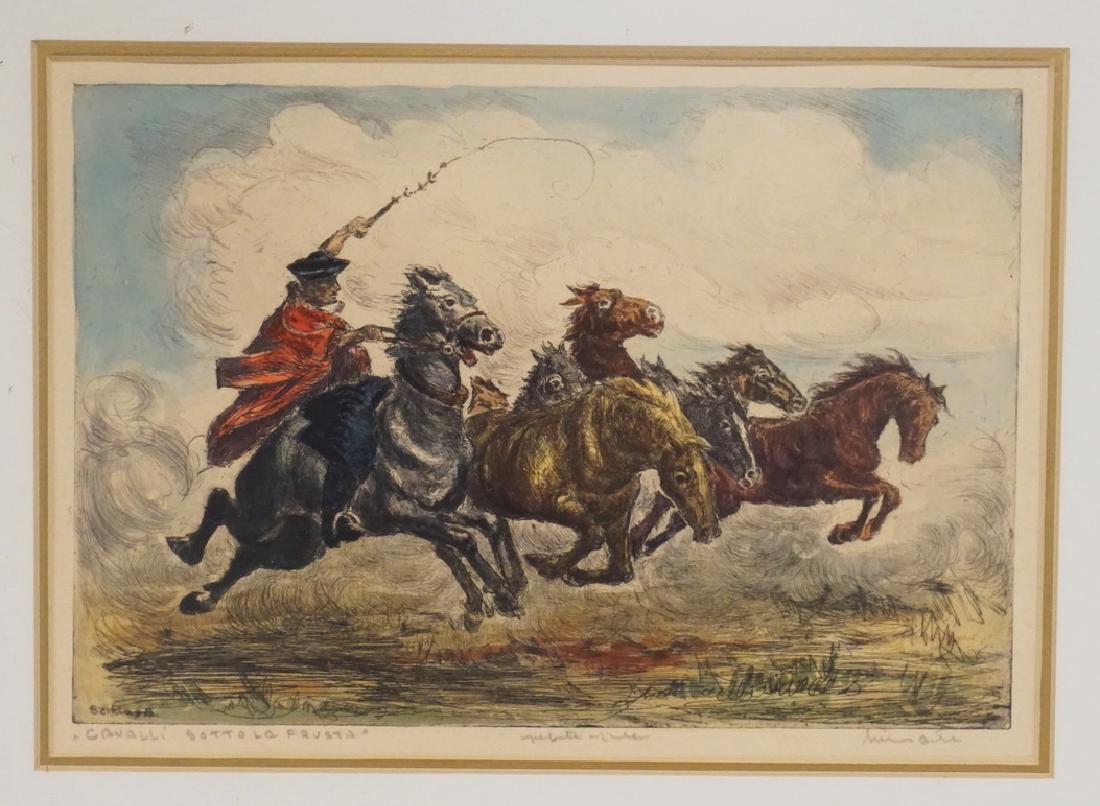 BELA SZIKLAY (HUNGARIAN) HAND COLORED ETCHING OF A MAN (1 of 3)