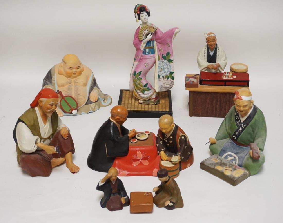 9 PIECE LOT OF HAKATA URASAKI CERAMICS. TALLEST PIECE (1 of 1)