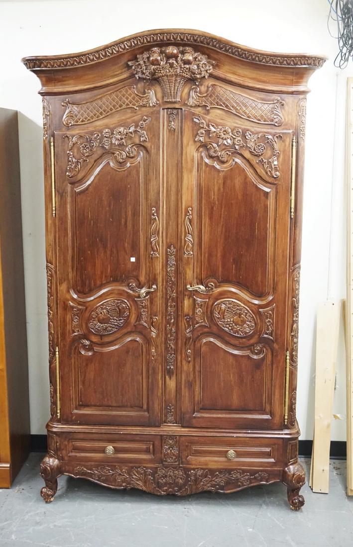 CARVED ARMOIRE MEASURING 87 1/4 INCHES HIGH AND 53 3/4 (1 of 1)