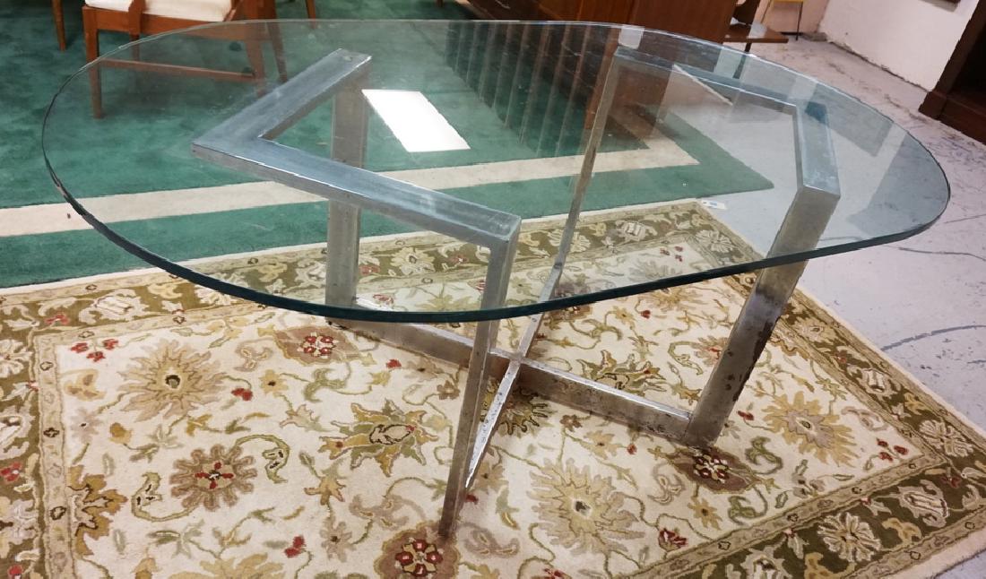 MID CENTURY MODERN CHROME & GLASS DINING TABLE. 42 X 72 (1 of 2)