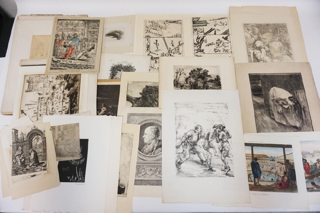 HUGE LOT OF UNSORTED ANTIQUE ETCHINGS, ENGRAVINGS, (1 of 8)