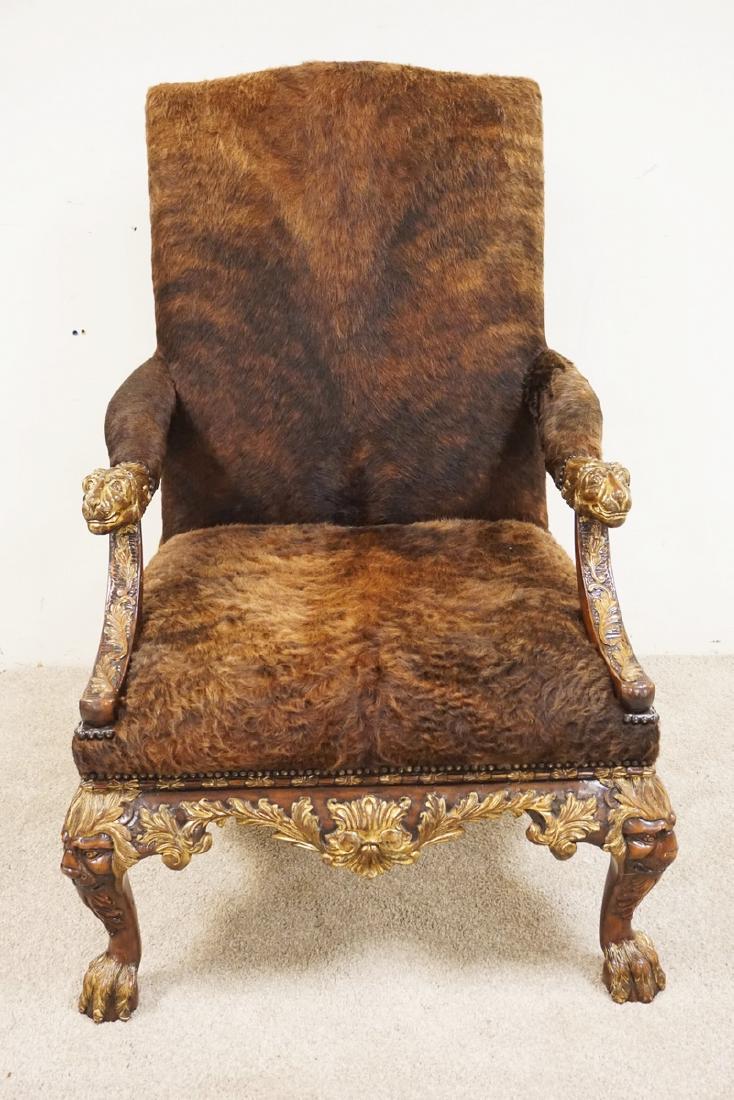 THEODORE ALEXANDER LARGE ARMCHAIR WITH BUFFALO FUR (1 of 6)