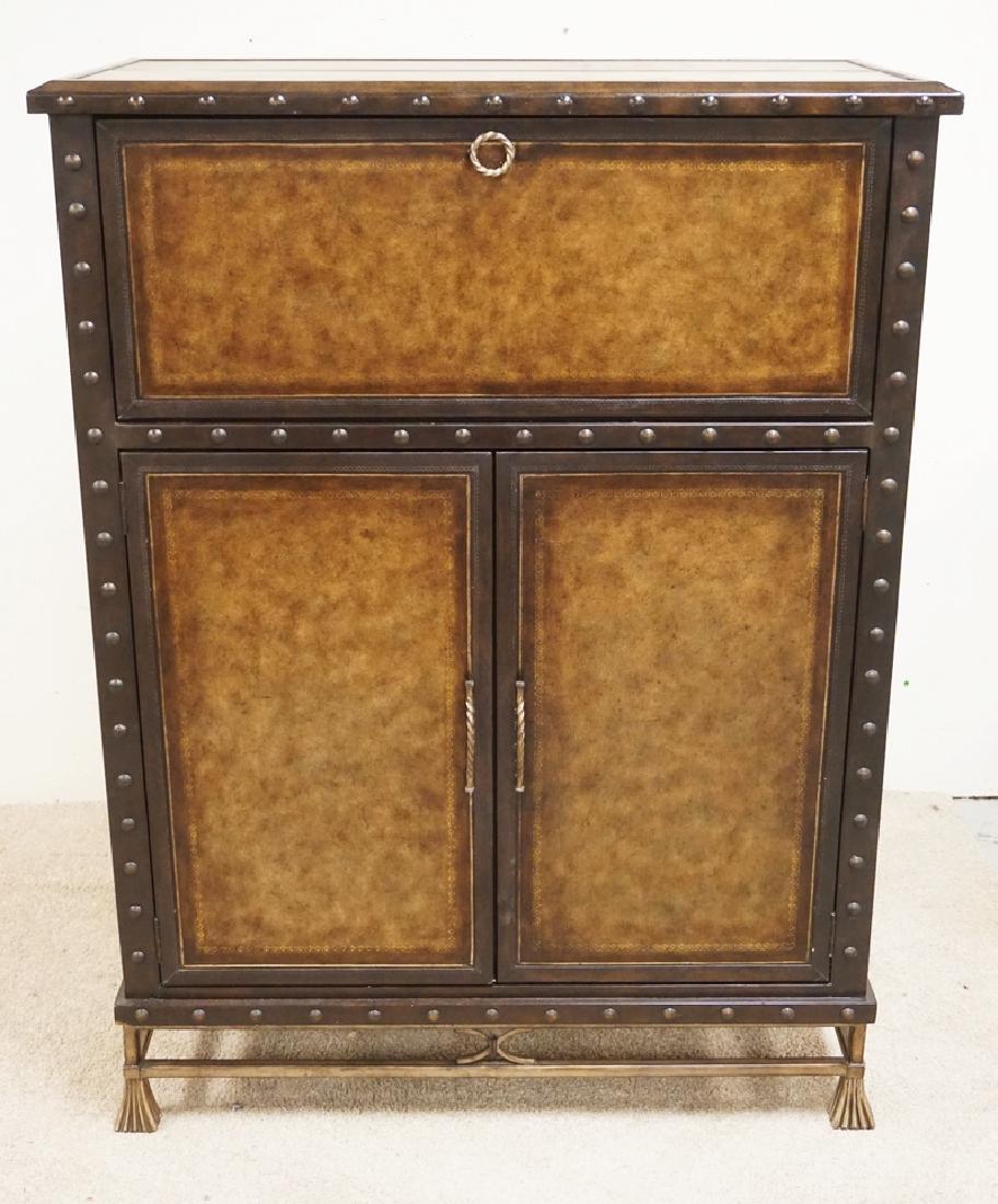 CONTEMPORARY BAR CABINET WITH A LEATHER STYLED FINISH (1 of 3)