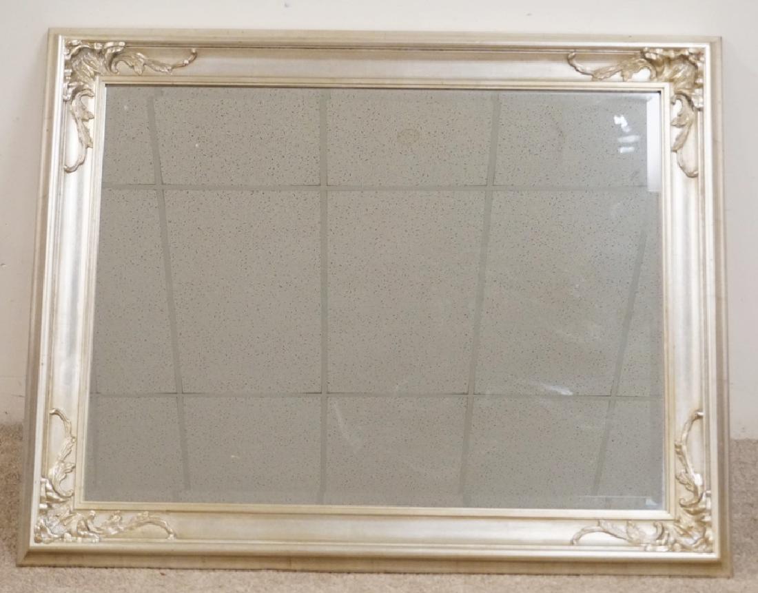 LARGE MIRROR IN A SILVER GILT FRAME. BEVELED GLASS. 49 (1 of 2)