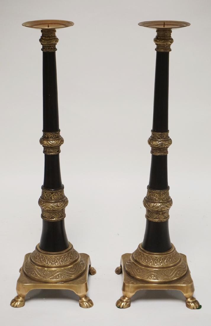 PAIR OF BRASS PRICKETT STICKS MEASURING 23 1/2 INCHES (1 of 2)