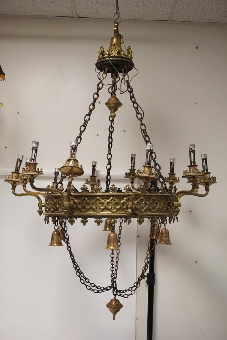 VERY LARGE GOTHIC STYLED BRASS & IRON CHANDELIER. 40 (1 of 3)