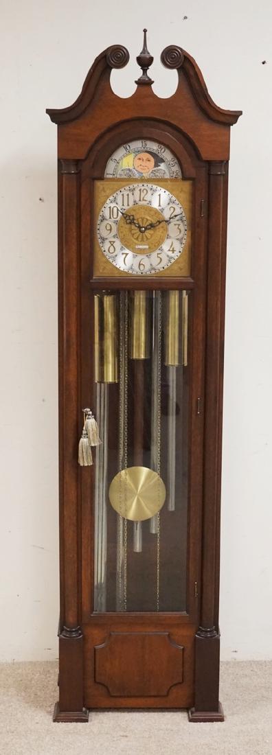 SETH THOMAS CHIME CLOCK WITH AN ORNATE FACE. 77 1/2 (1 of 2)