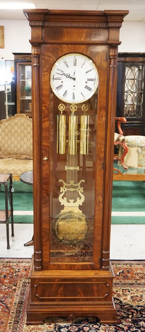 SLIGH FURNITURE COMPANY MAHOGANY TALL CASE CHIME CLOCK. (1 of 3)