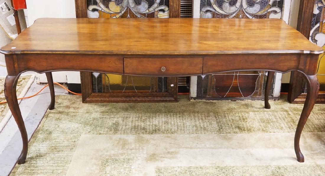 BAKER FURNITURE WALNUT HARVEST TABLE WITH ONE DRAWER. 7 (1 of 3)