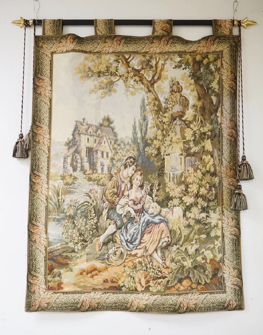 TAPESTRY DEPICTING A EUROPEAN SCENE OF A COURTING (1 of 3)
