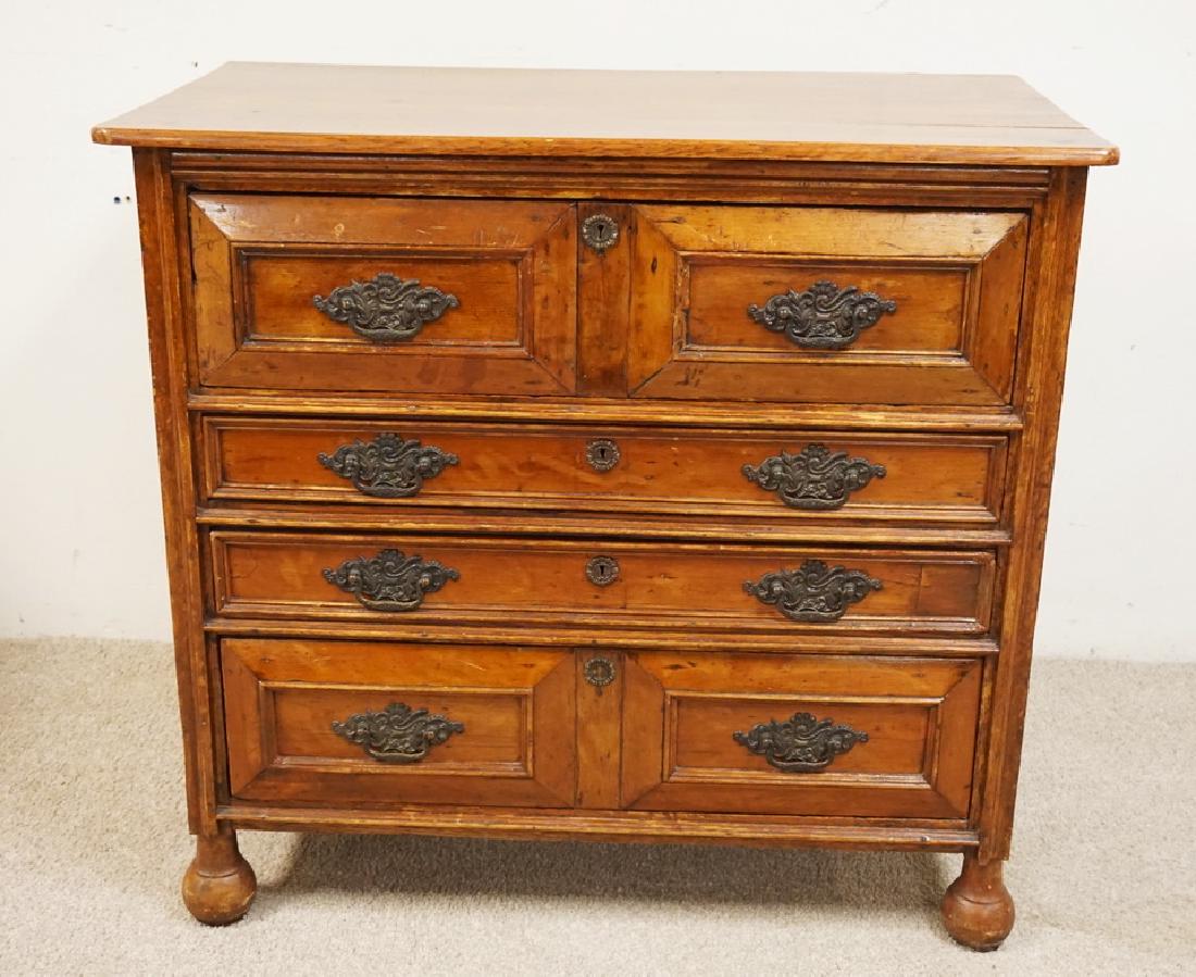 ANTIQUE CONTINENTAL OAK CHEST OF DRAWERS WITH PANELED (1 of 6)