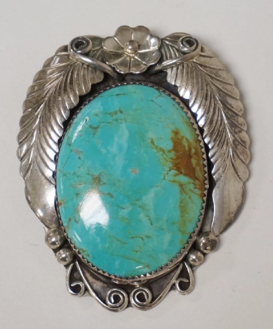 STERLING SILVER AND TURQUOISE NATIVE AMERICAN INDIAN (1 of 2)