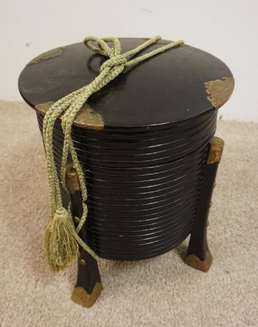 ASIAN BLACK LACQUERED STORAGE CABINET WITH BRASS (1 of 4)