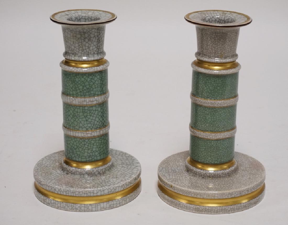 PAIR OF ROYAL COPENHAGEN PORCELAIN CANDLESTICKS. (1 of 2)