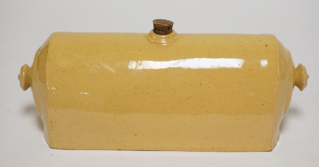 ANTIQUE YELLOWWARE POTTERY FOOT WARMER. 14 INCHES LONG. (1 of 2)