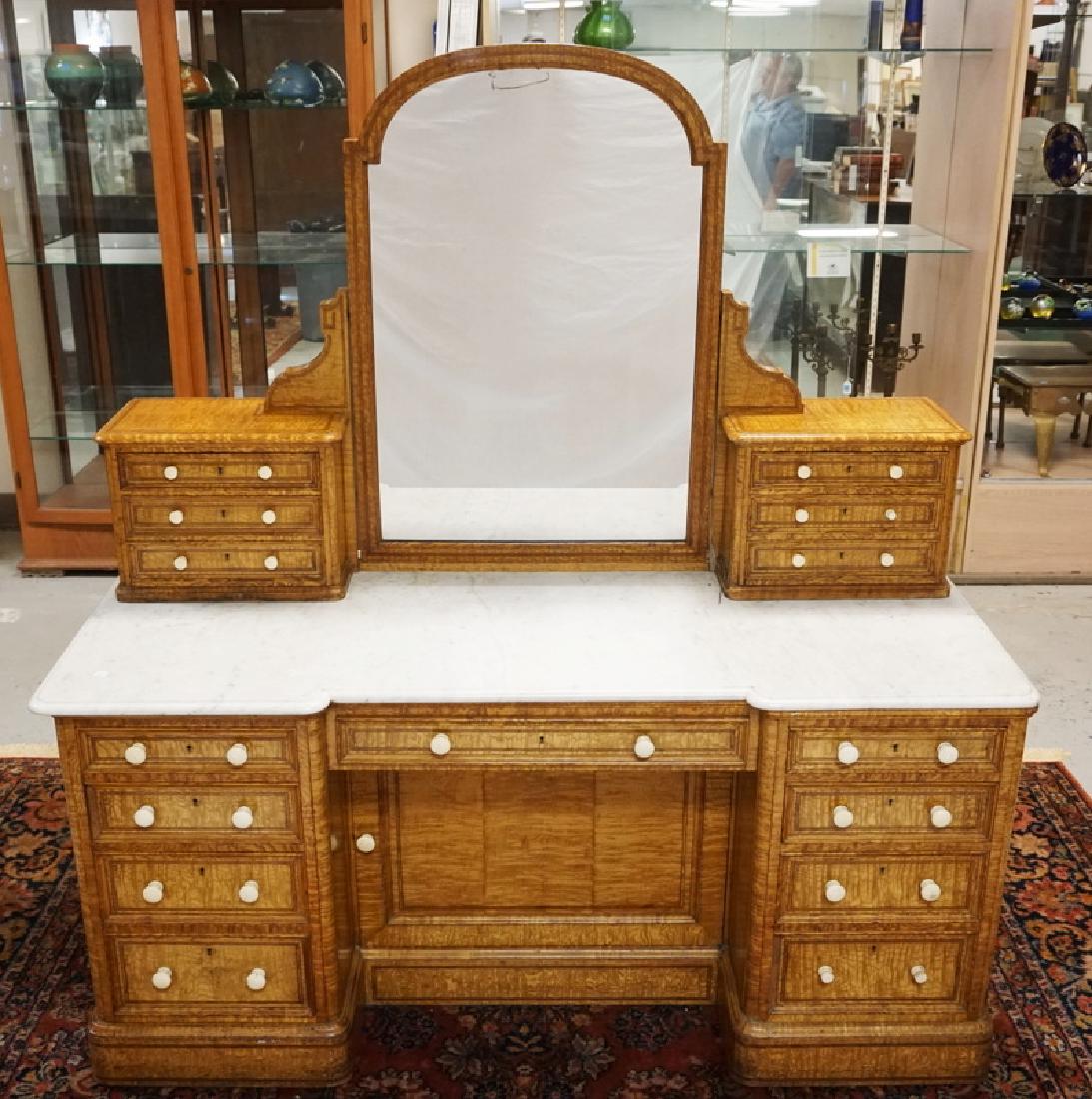 EUROPEAN MARBLE TOP SIDEBOARD. BEAUTIFULLY FIGURED AND (1 of 4)