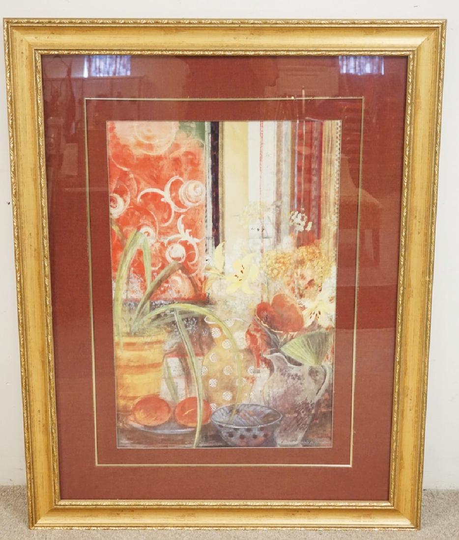 ISABELLA DE BOREHGRAVE PRINT OF FLOWERS. 42 1/2 X 54: ISABELLA DE BOREHGRAVE PRINT OF FLOWERS. 42 1/2 X 54 1/2 INCH FRAME.