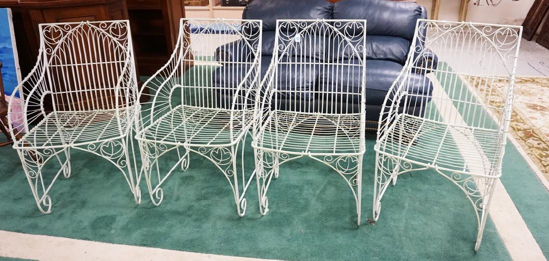 SET OF 4 ORNATE WIRE CHAIRS. (1 of 3)