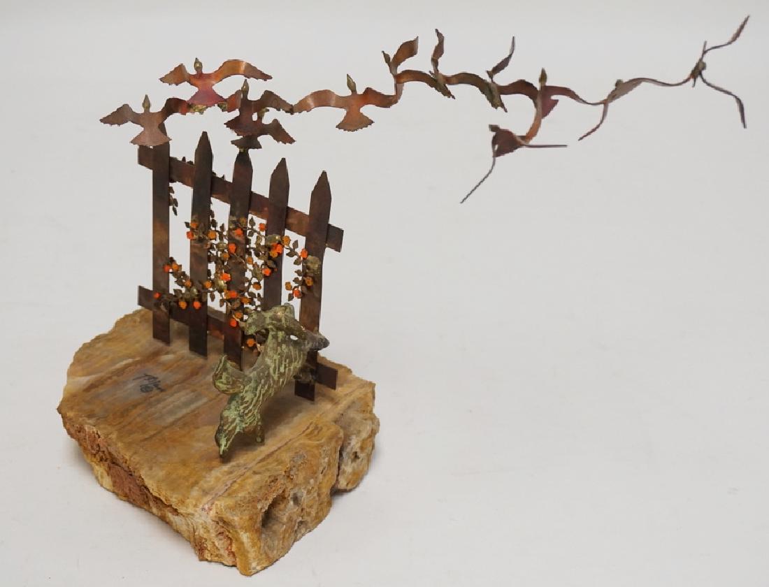 METAL AND STONE SCULPTURE SIGNED *BIJAN*. FEATURES A (1 of 4)