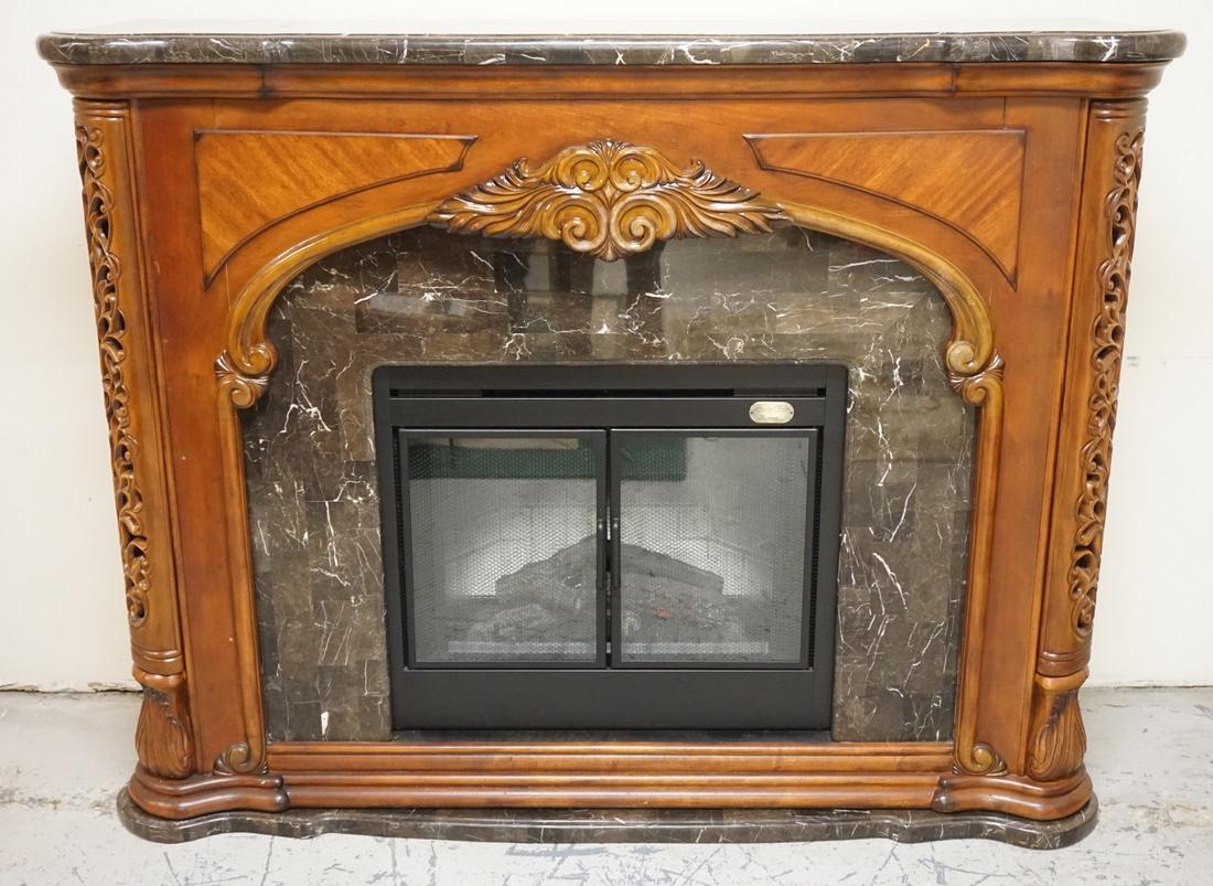 MICHAEL AMINI FIREPLACE WITH A TESSELATED MARBLE TOP (1 of 4)