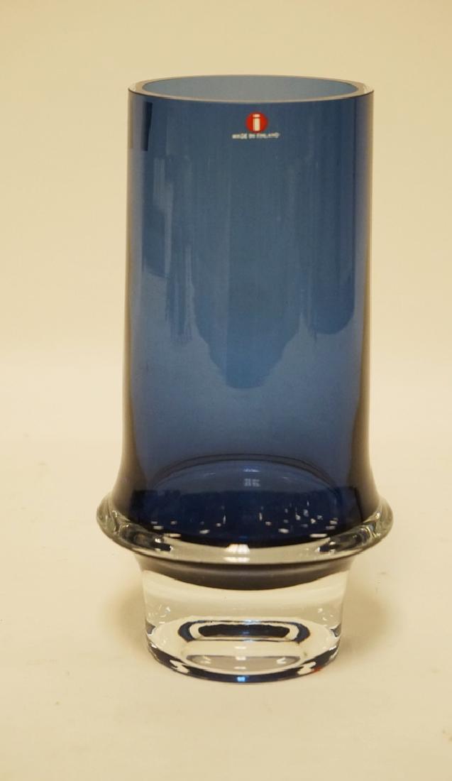 TAPIO WIRKKALA FINNISH ART GLASS VASE IN BLUE & CLEAR. (1 of 1)