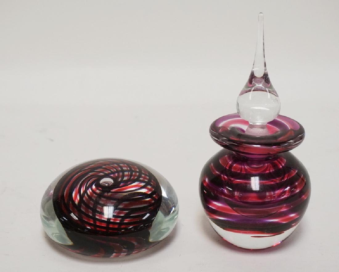 LOT OF 2 VANDERMARK ART GLASS PIECES BY Vandermark Art Glass perfume bottle
