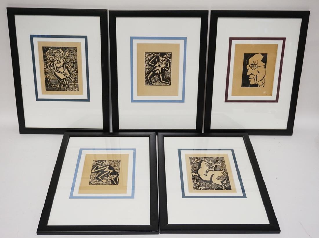GROUP OF 5 FRANS MASEREEL WOOLBLOCK PRINTS FROM A 1922 (1 of 6)
