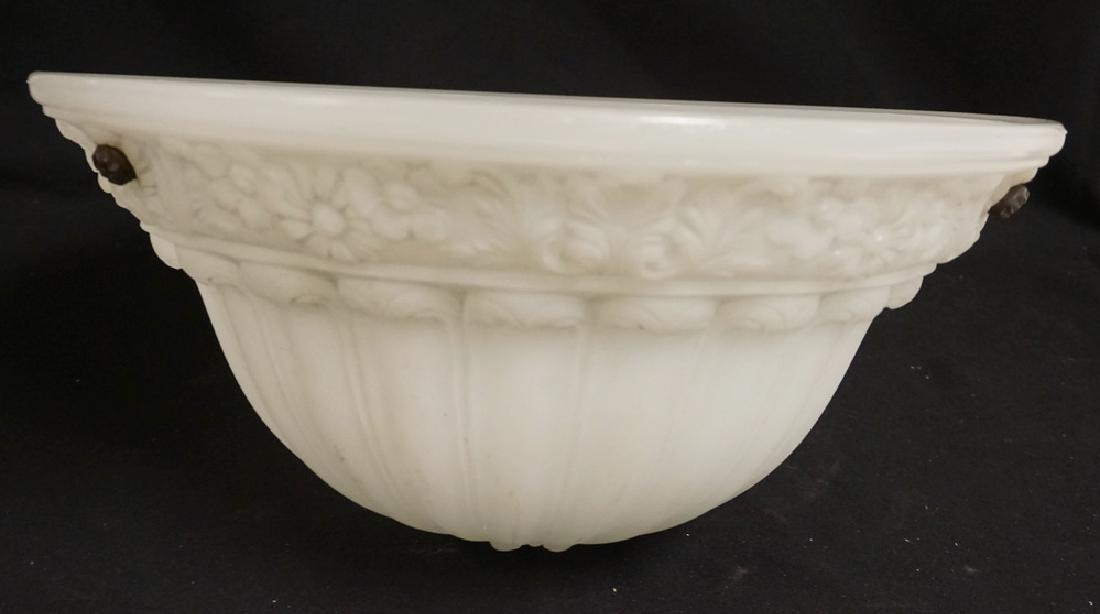 ANTIQUE GLASS HANGING LIGHT SHADE. 16 1/4 INCH DIA. (1 of 3)